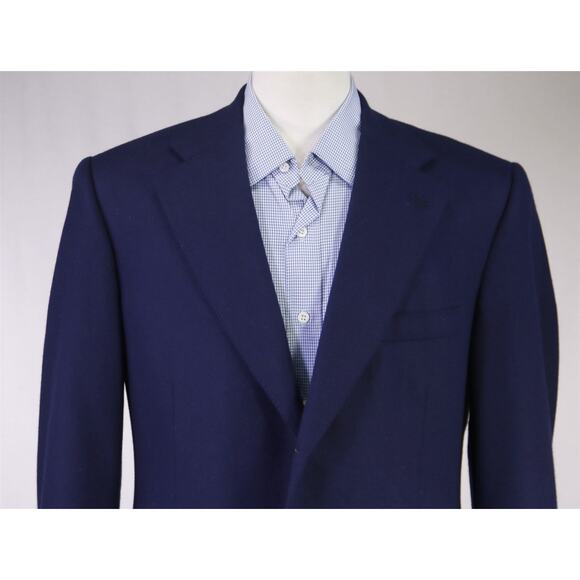 Alexis New York Bespoke Navy Blue Woven Wool Angora Cashmere Blazer Jacket 40R - Picture 3 of 9